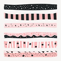 Cute washi tape notes illustration vector set