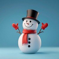 Cheerful snowman with red accessories