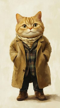 Chubby cat costumes wearing vincent van gogh animal portrait human.