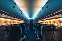 Interior of a modern passenger plane aircraft airplane interior.