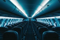 Interior of a modern passenger plane aircraft airplane interior.