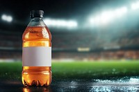 Sports drink bottle in stadium