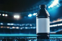 Sports drink bottle in stadium