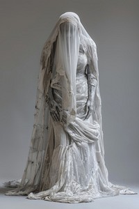 Ghostly veiled figure in white