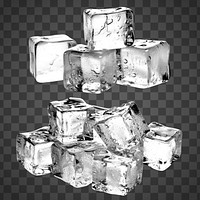 Crystal clear ice cube design element set psd