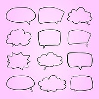 Hand-drawn speech bubble  design element set psd