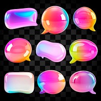 Colorful glossy speech bubbles design element set psd