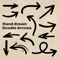 Hand-drawn doodle arrows  design element set psd