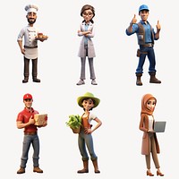 3D people occupation character design element set