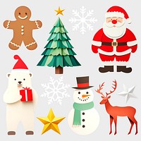 Festive holiday character  design element psd set