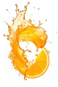 Floating orange beverage splash drink.