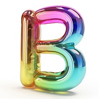 Rainbow bubble letter B white background decorative spectrum.