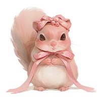 Coquette chubby squirrel illustration animal ribbon.