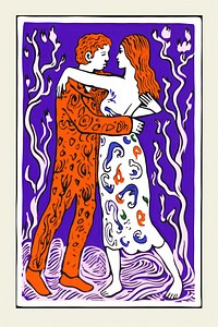 The Lovers illustration painting colorful.