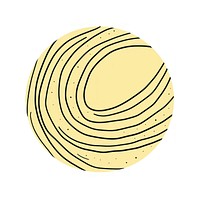 A yellow moon shape with a black line inside minimalist abstract design.