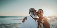 Sunglasses laughing couple senior.