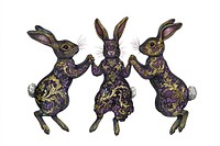 A three rabbit dancing rabbits art illustration.