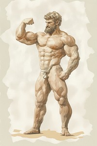 An ancient angry Hercules painting man art.