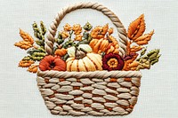 Autumn harvest basket embroidery needlework pattern.