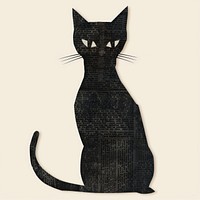 Ephemera paper black cat graphic art illustration.