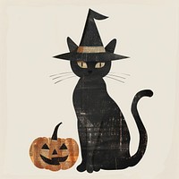 Ephemera paper black cat pumpkin witch hat.