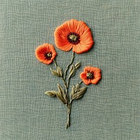 Autumn poppy flower bunch embroidery flowers textile.