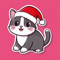 Cat with Santa hat sticker christmas animal santa.