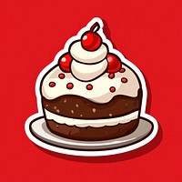 Christmas cake sticker dessert red illustration.