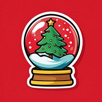 Christmas snow globe sticker christmas background red.