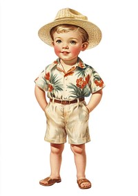 Boy in summer illustration clothing vintage.