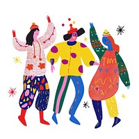 New year party illustration whimsical person.