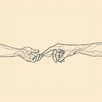 Drawing hands minimalist connection.