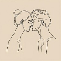 Hand drawn of woman and man drawing minimalist line.