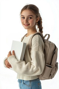 Young girl backpack background student.