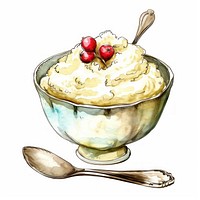 A Christmas isolated mash potato dish illustration watercolor dessert.