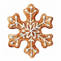 An isolated Christmas ginger bread cookie in snowflake shape gingerbread christmas dessert.