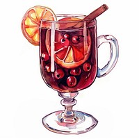 An isolated mulled wine illustration watercolor beverage.