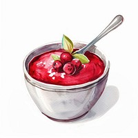 An isolated christmas cranberry sauce bowl berries illustration watercolor.