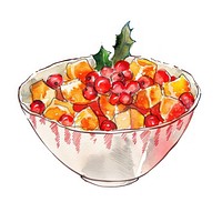 An isolated Christmas food dish illustration watercolor background.