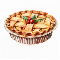 An isolated Christmas Apple pie illustration dessert food.