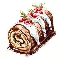 An isolated Christmas yule log dessert illustration christmas holiday.