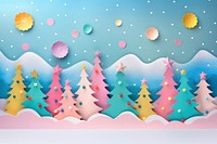 Magical colorful forest paper background christmas.