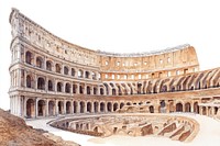 Colosseum interior in Rome colosseum landmark illustration.