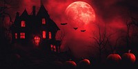 Halloween background moon pumpkins haunted.