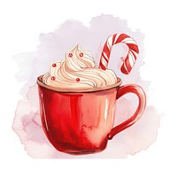 A mug of hot chocolate cream illustration watercolor.