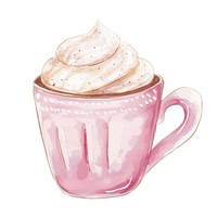 A mug of hot chocolate cream illustration watercolor.