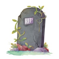 Rock tombstone illustration gravestone watercolor.