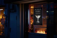 Cozy pub with illuminated sign