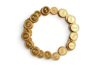 Golden coins frame representation accumulation accessories.