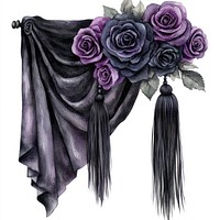 Velvet Curtains with Tasselsl roses illustration curtain.